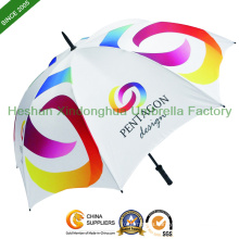 Cheap Manual Fiberglass Promotional Golf Umbrellas with Printed Logos (GOL-0027F)